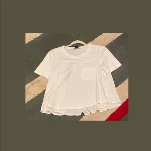 White T-shirt Cotton Front, Silk Pleated Back